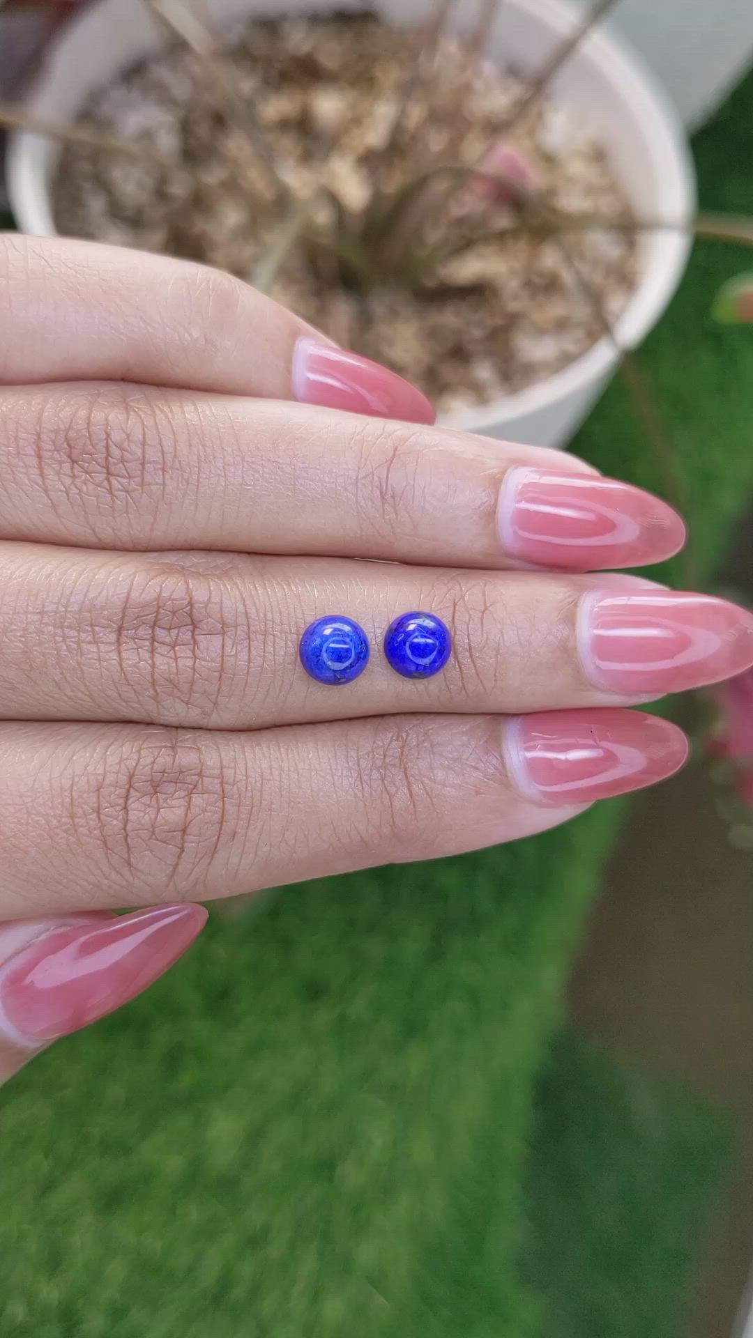 2.00 Ct.Tw.Total Carat Weight Cabochon Lapis Pair from Afghanistan Size Video