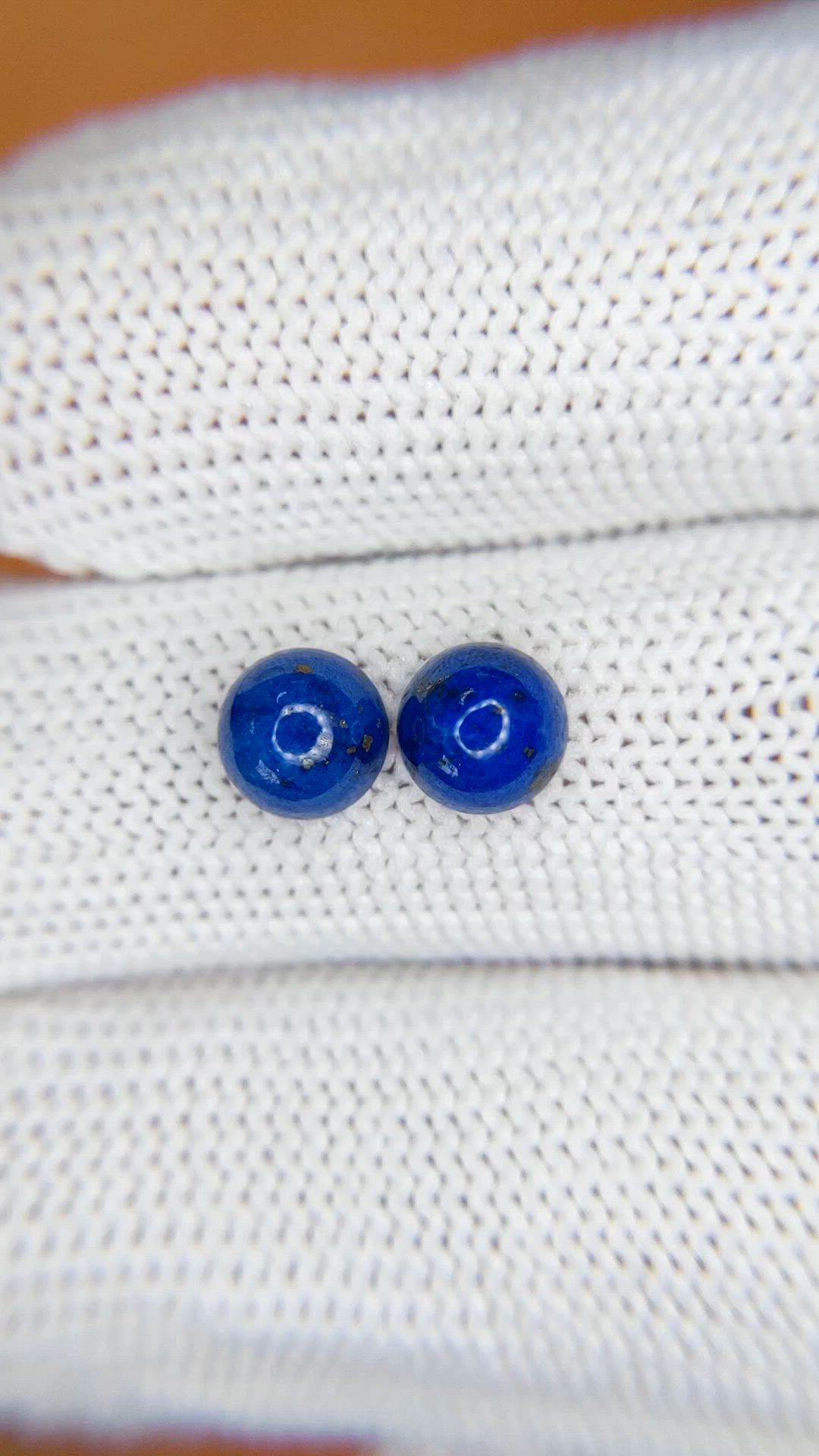 2.00 Ct.Tw.Total Carat Weight Cabochon Lapis Pair from Afghanistan Size Video