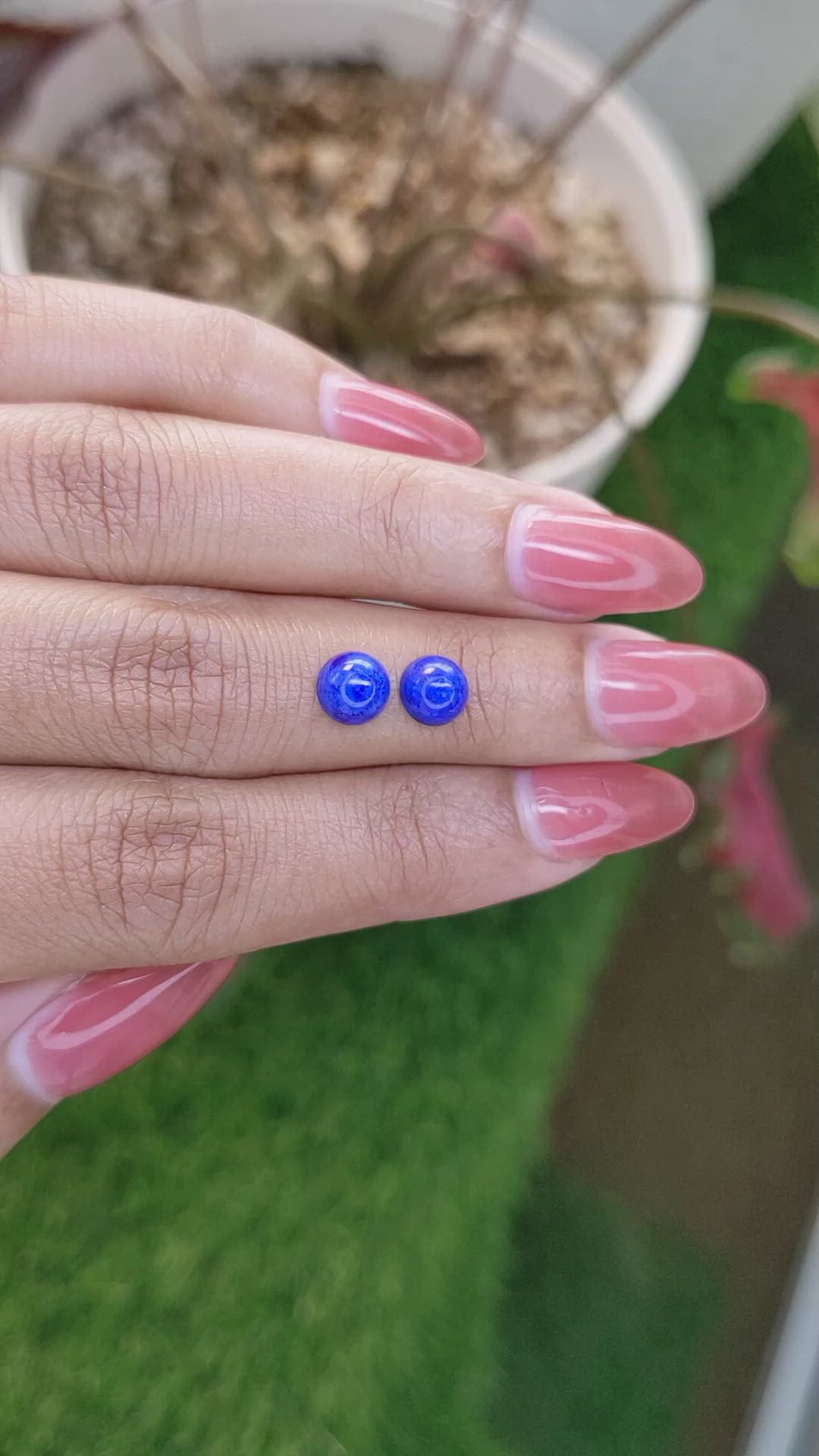 2.00 Ct.Tw.Total Carat Weight Cabochon Lapis Pair from Afghanistan Size Video