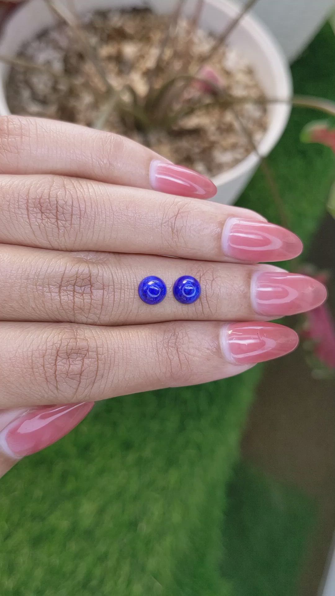 1.91&nbsp;Ct.Tw.Total Carat Weight Cabochon Lapis Pair from Afghanistan Size Video