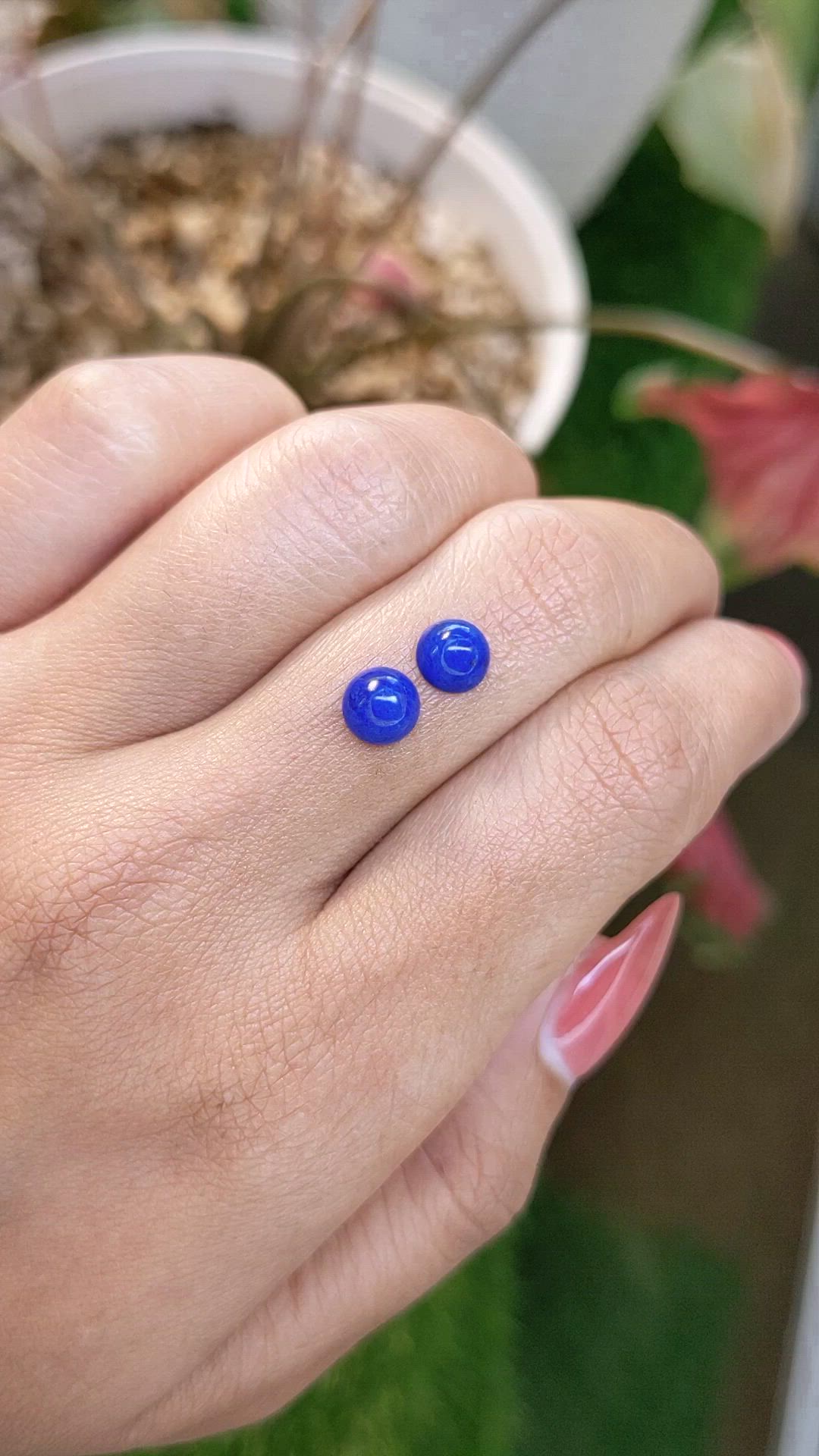 1.86&nbsp;Ct.Tw.Total Carat Weight Cabochon Lapis Pair from Afghanistan Size Video