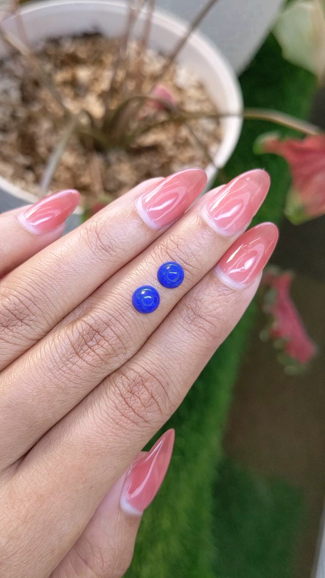 1.86&nbsp;Ct.Tw.Total Carat Weight Cabochon Lapis Pair from Afghanistan Size Video
