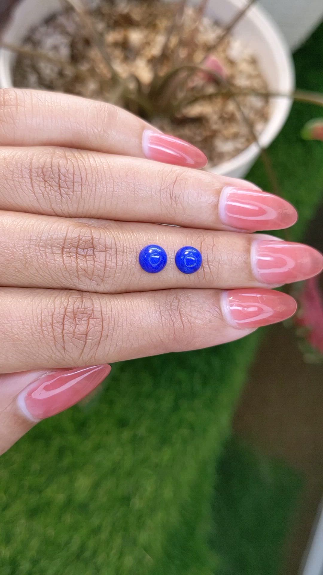 1.86&nbsp;Ct.Tw.Total Carat Weight Cabochon Lapis Pair from Afghanistan Size Video
