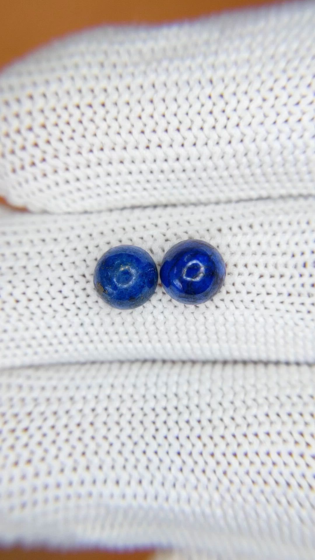 1.85 Ct.Tw.Total Carat Weight Cabochon Lapis Pair from Afghanistan Size Video