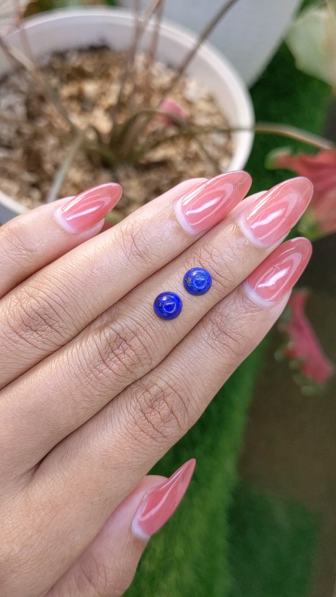 1.85 Ct.Tw.Total Carat Weight Cabochon Lapis Pair from Afghanistan Size Video