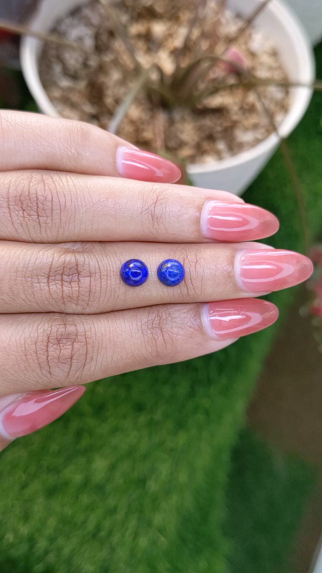 1.85 Ct.Tw.Total Carat Weight Cabochon Lapis Pair from Afghanistan Size Video