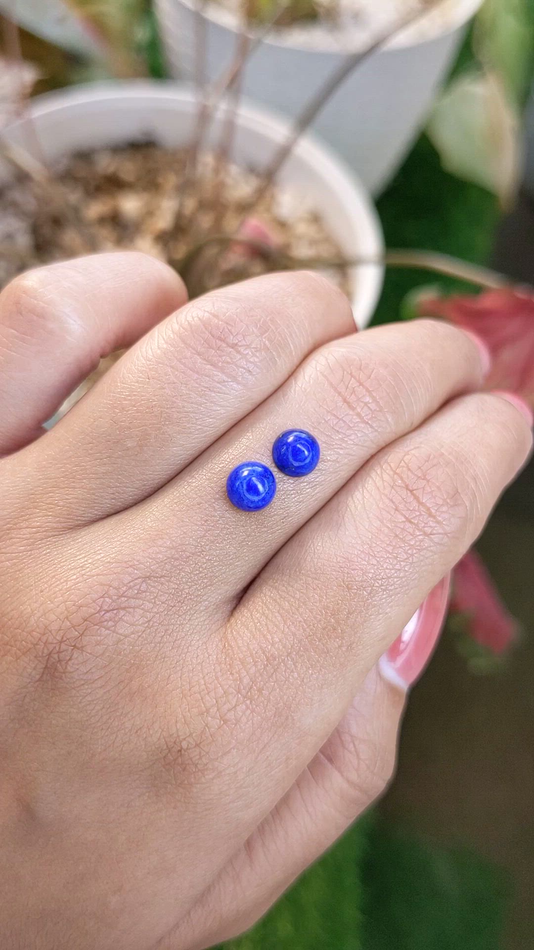 1.98 Ct.Tw.Total Carat Weight Cabochon Lapis Pair from Afghanistan Size Video