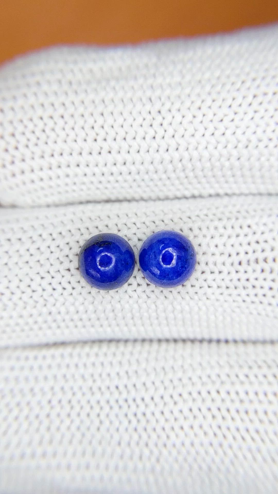 1.98 Ct.Tw.Total Carat Weight Cabochon Lapis Pair from Afghanistan Size Video