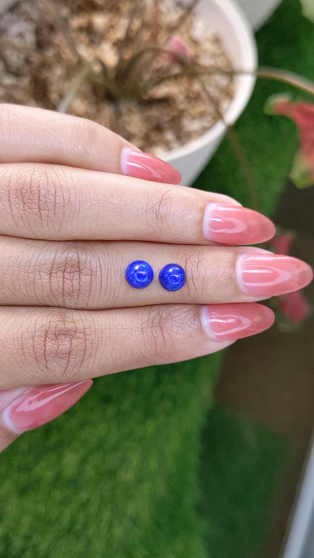 1.98 Ct.Tw.Total Carat Weight Cabochon Lapis Pair from Afghanistan Size Video