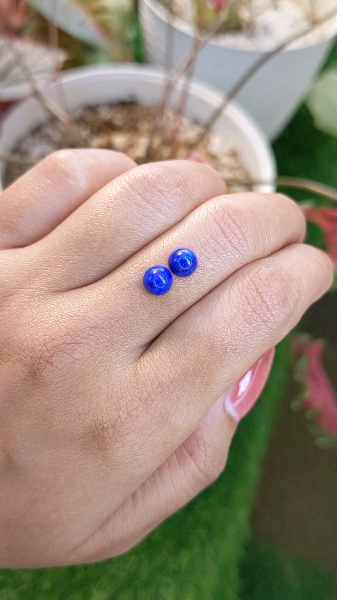 1.84 Ct.Tw.Total Carat Weight Cabochon Lapis Pair from Afghanistan Size Video
