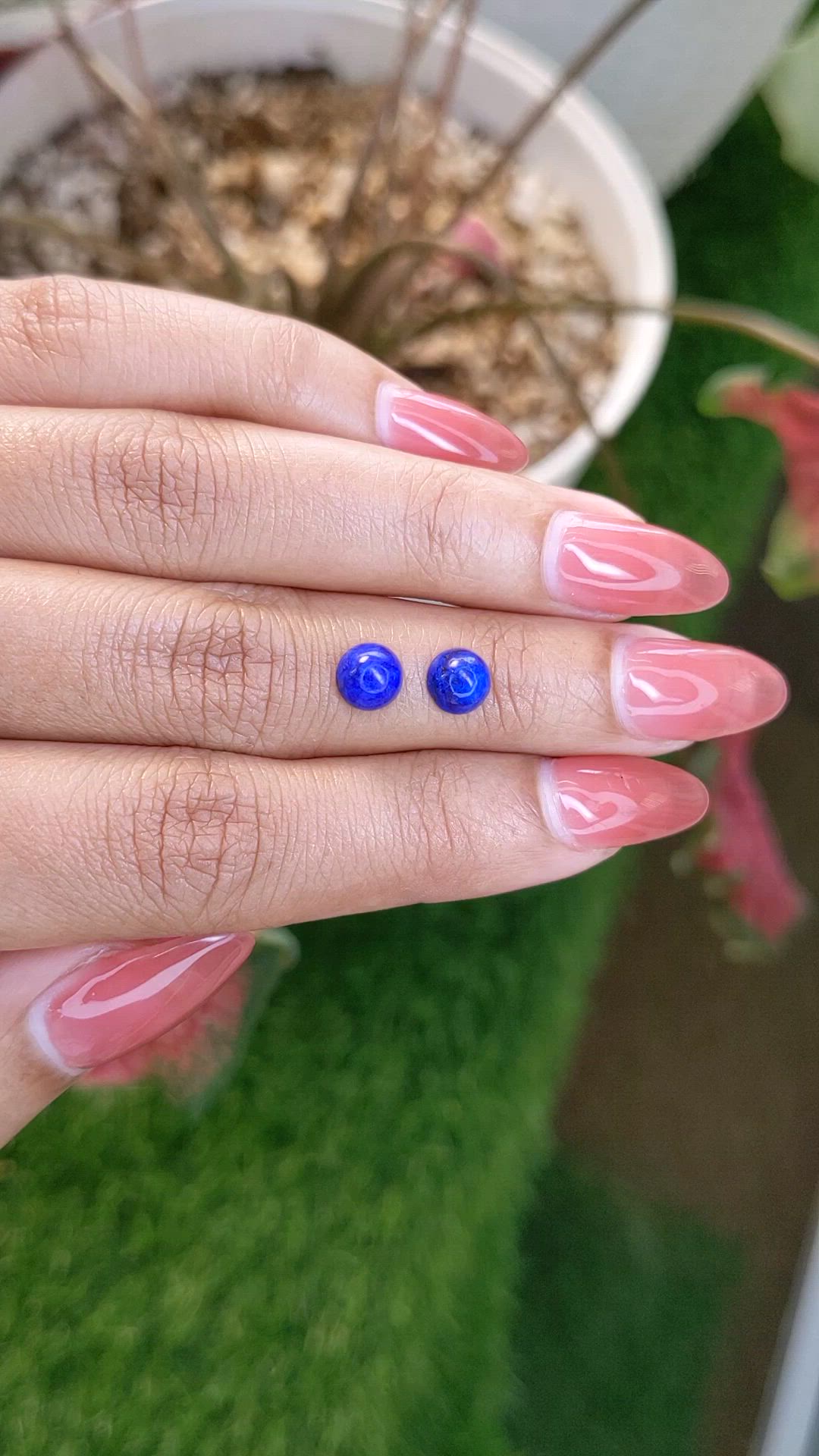 1.84 Ct.Tw.Total Carat Weight Cabochon Lapis Pair from Afghanistan Size Video
