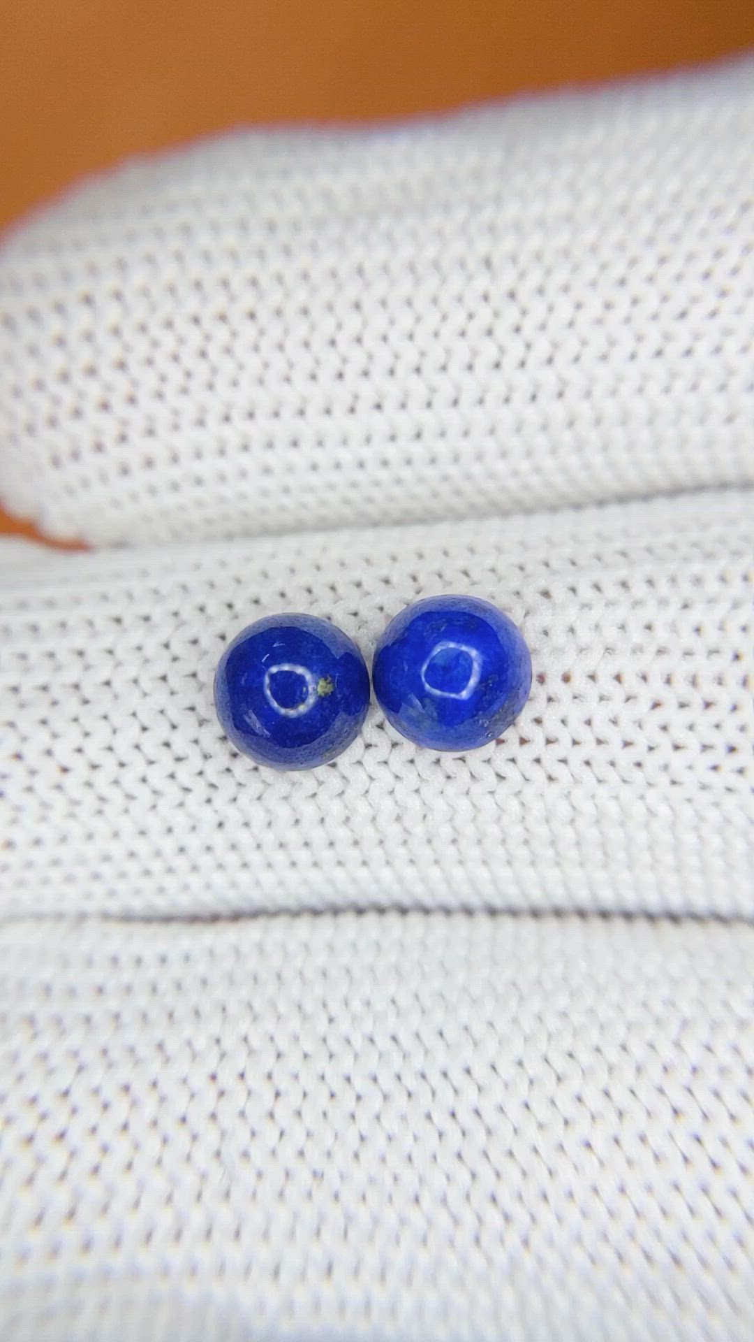 1.91&nbsp;Ct.Tw.Total Carat Weight Cabochon Lapis Pair from Afghanistan Size Video
