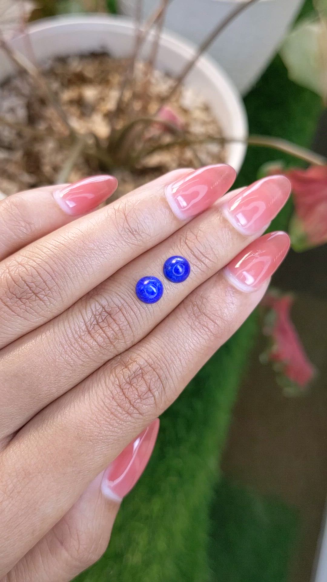 1.91&nbsp;Ct.Tw.Total Carat Weight Cabochon Lapis Pair from Afghanistan Size Video