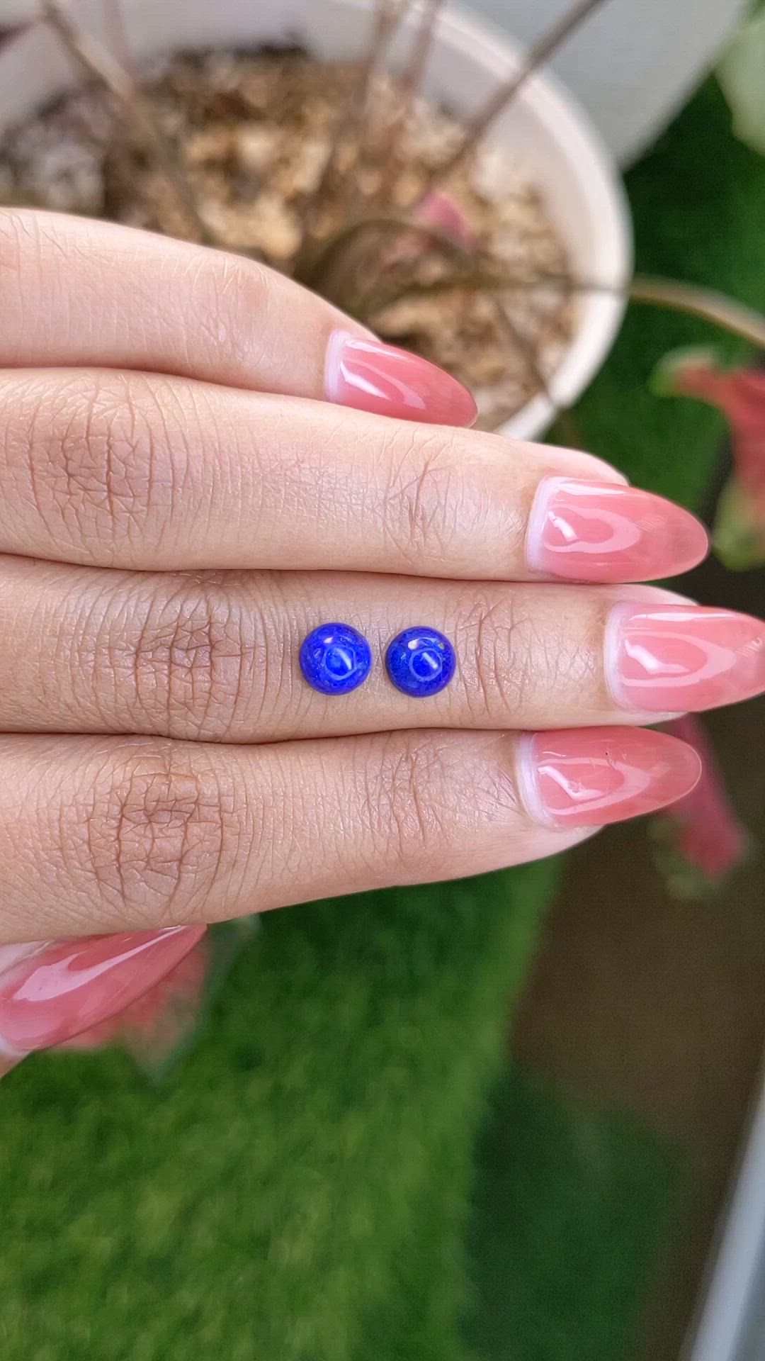 1.91&nbsp;Ct.Tw.Total Carat Weight Cabochon Lapis Pair from Afghanistan Size Video