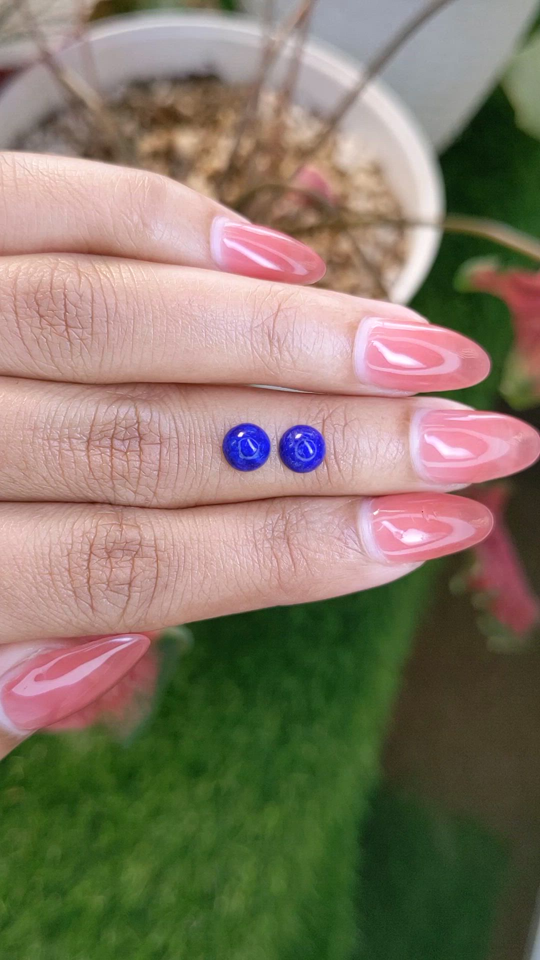 1.80&nbsp;Ct.Tw.Total Carat Weight Cabochon Lapis Pair from Afghanistan Size Video