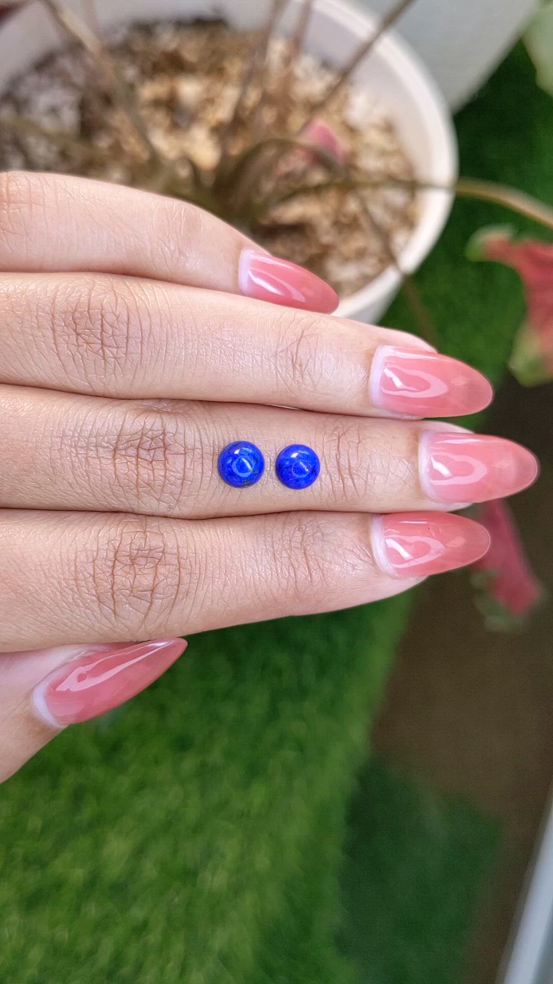1.89 Ct.Tw.Total Carat Weight Cabochon Lapis Pair from Afghanistan Size Video