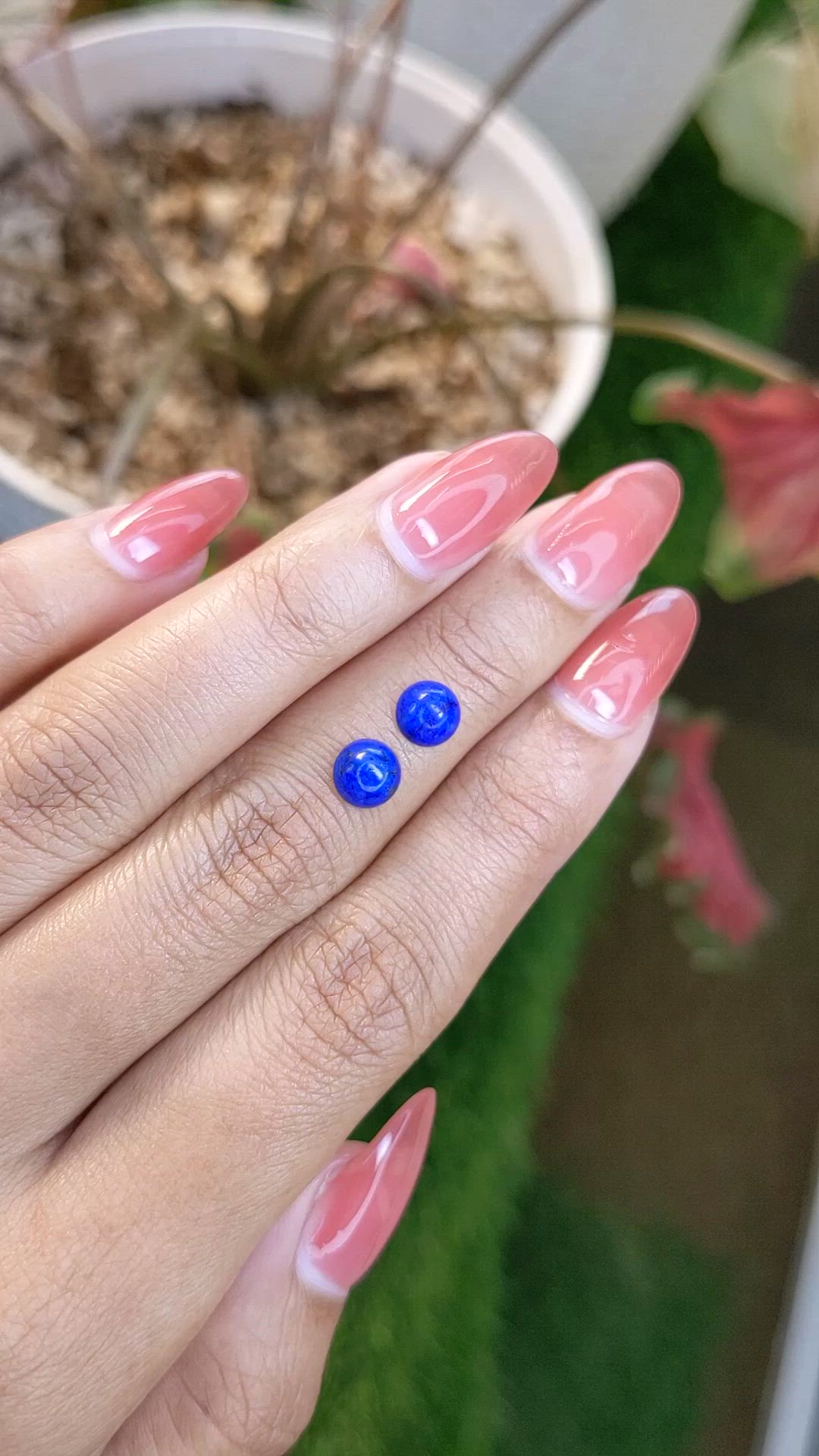 1.89 Ct.Tw.Total Carat Weight Cabochon Lapis Pair from Afghanistan Size Video
