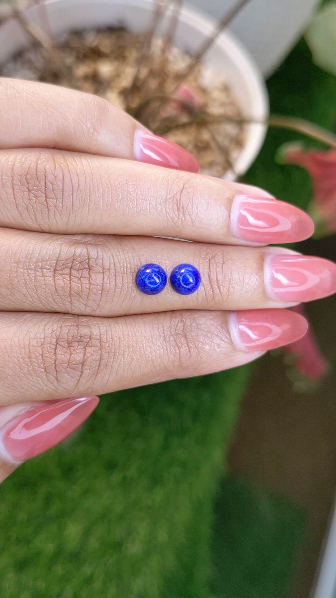 1.84&nbsp;Ct.Tw.Total Carat Weight Cabochon Lapis Pair from Afghanistan Size Video