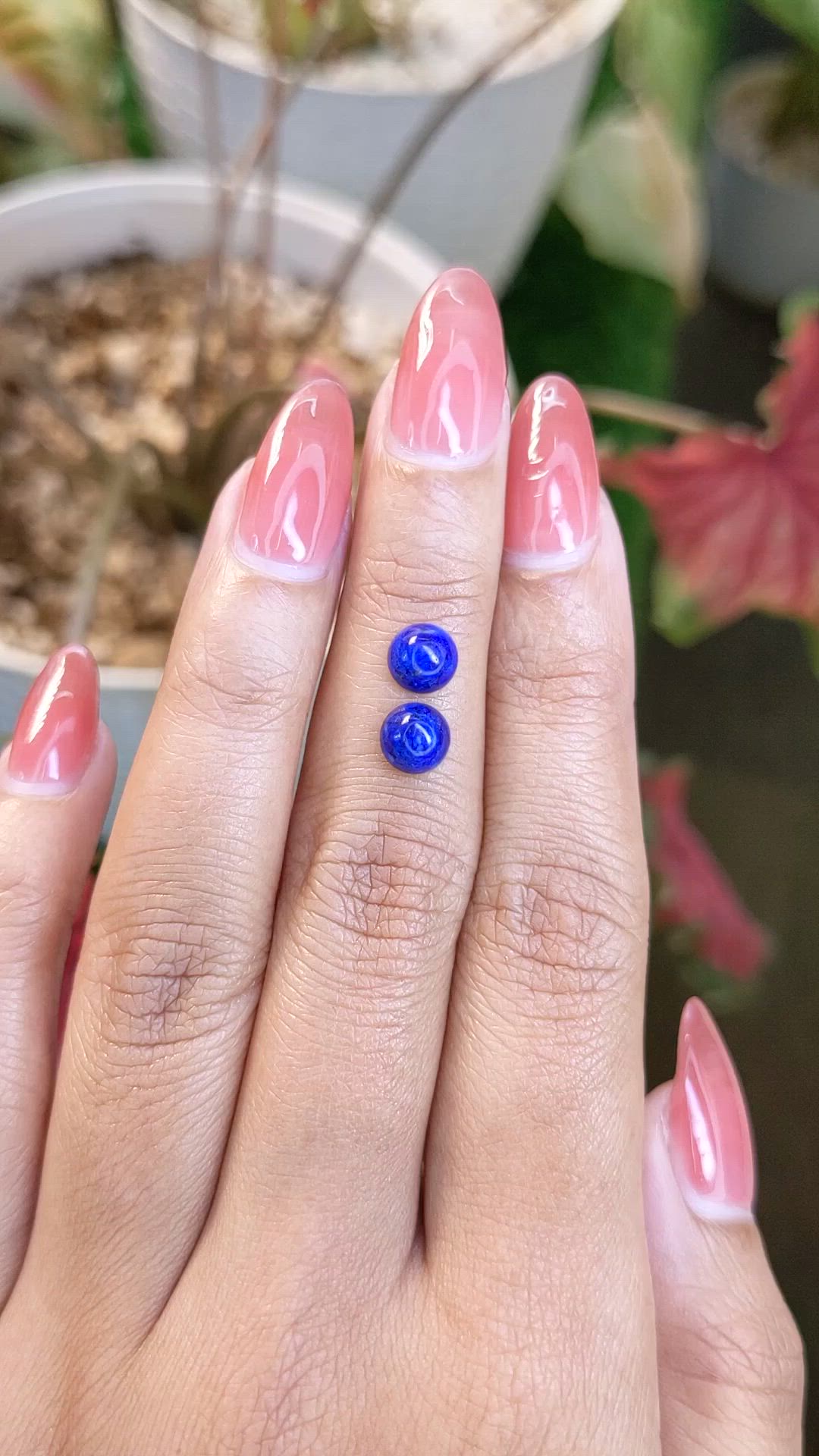1.84&nbsp;Ct.Tw.Total Carat Weight Cabochon Lapis Pair from Afghanistan Size Video