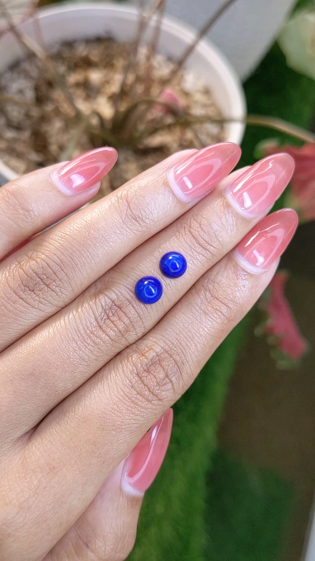 1.94&nbsp;Ct.Tw.Total Carat Weight Cabochon Lapis Pair from Afghanistan Size Video