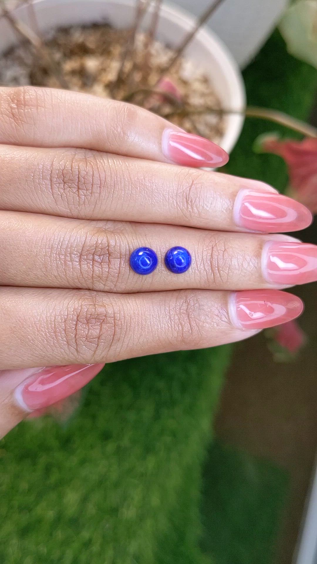 1.94&nbsp;Ct.Tw.Total Carat Weight Cabochon Lapis Pair from Afghanistan Size Video