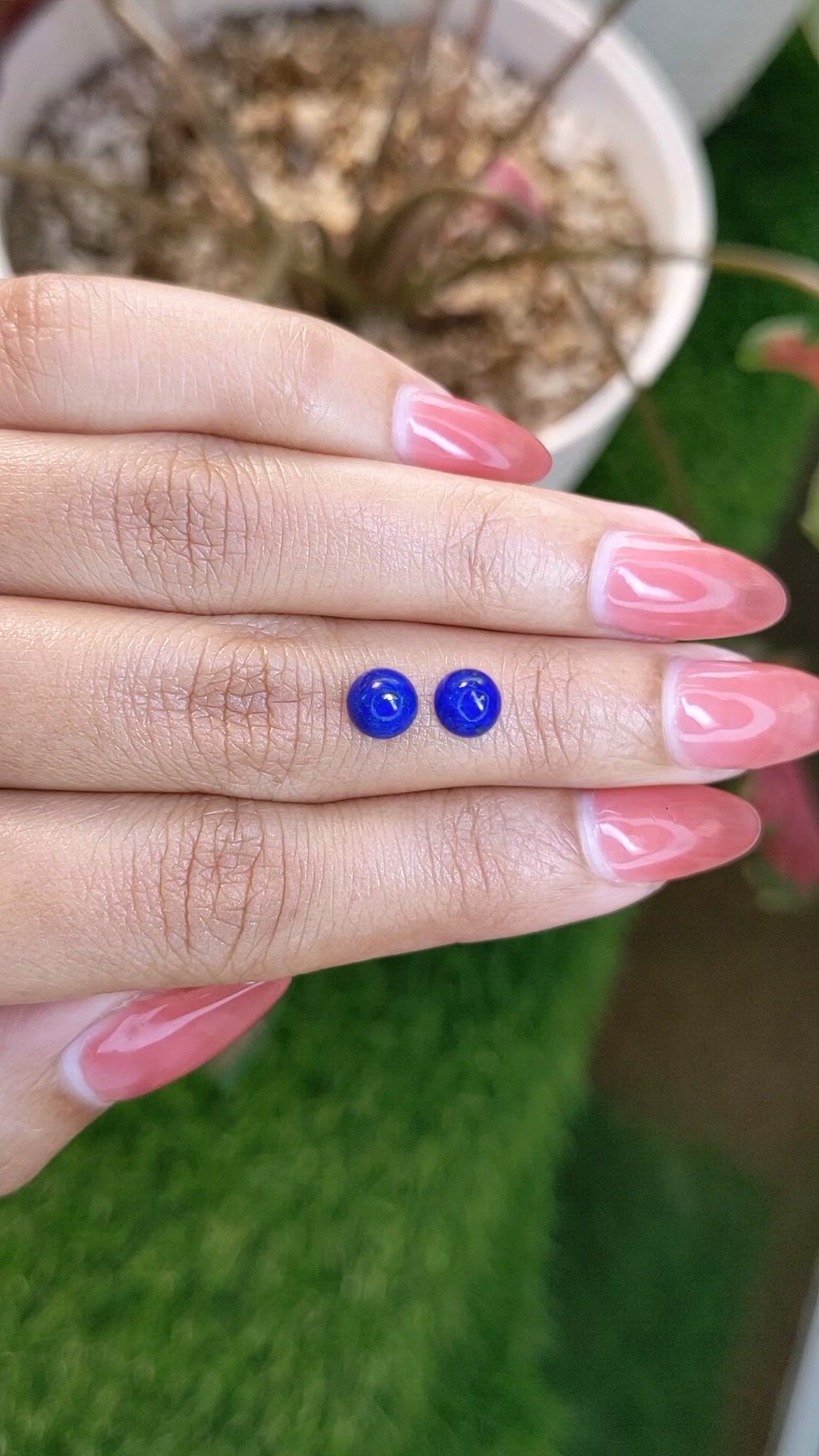1.80&nbsp;Ct.Tw.Total Carat Weight Cabochon Lapis Pair from Afghanistan Size Video