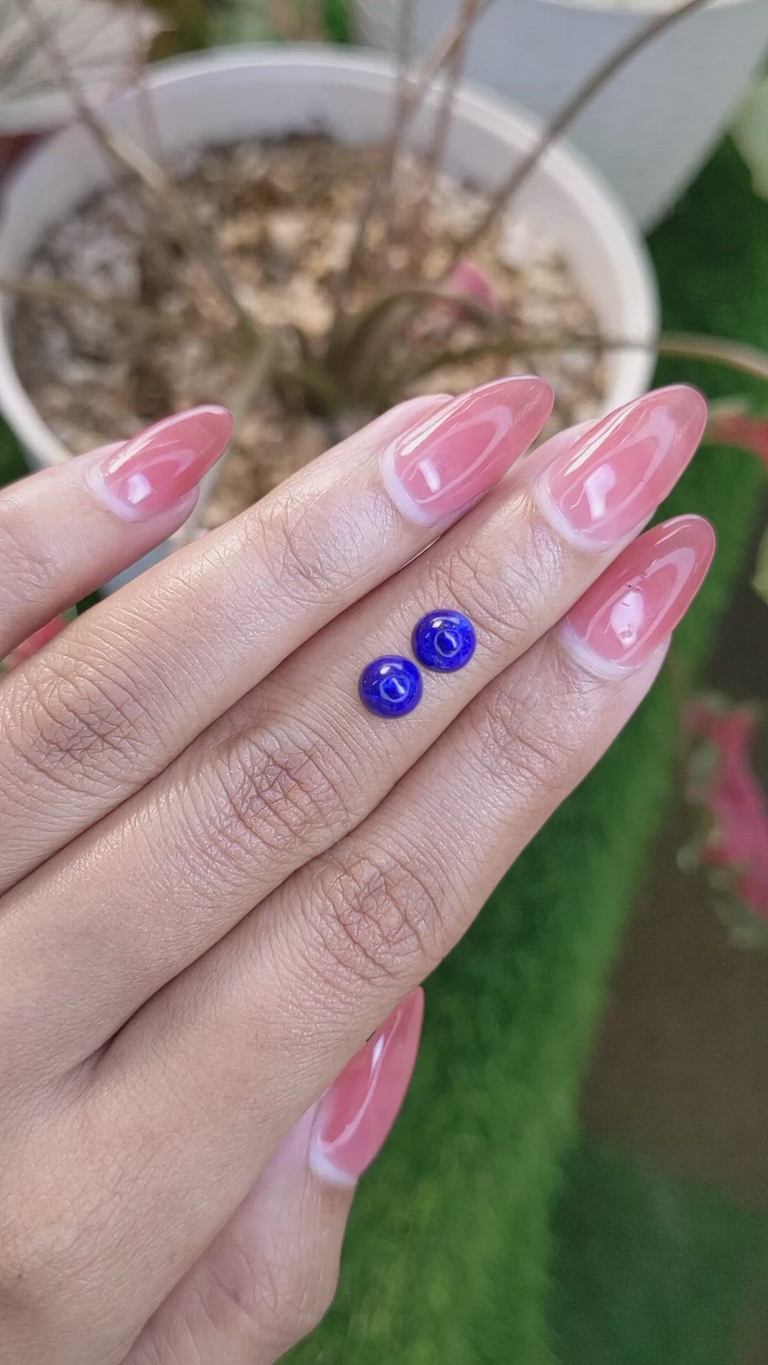 1.83 Ct.Tw.Total Carat Weight Cabochon Lapis Pair from Afghanistan Size Video
