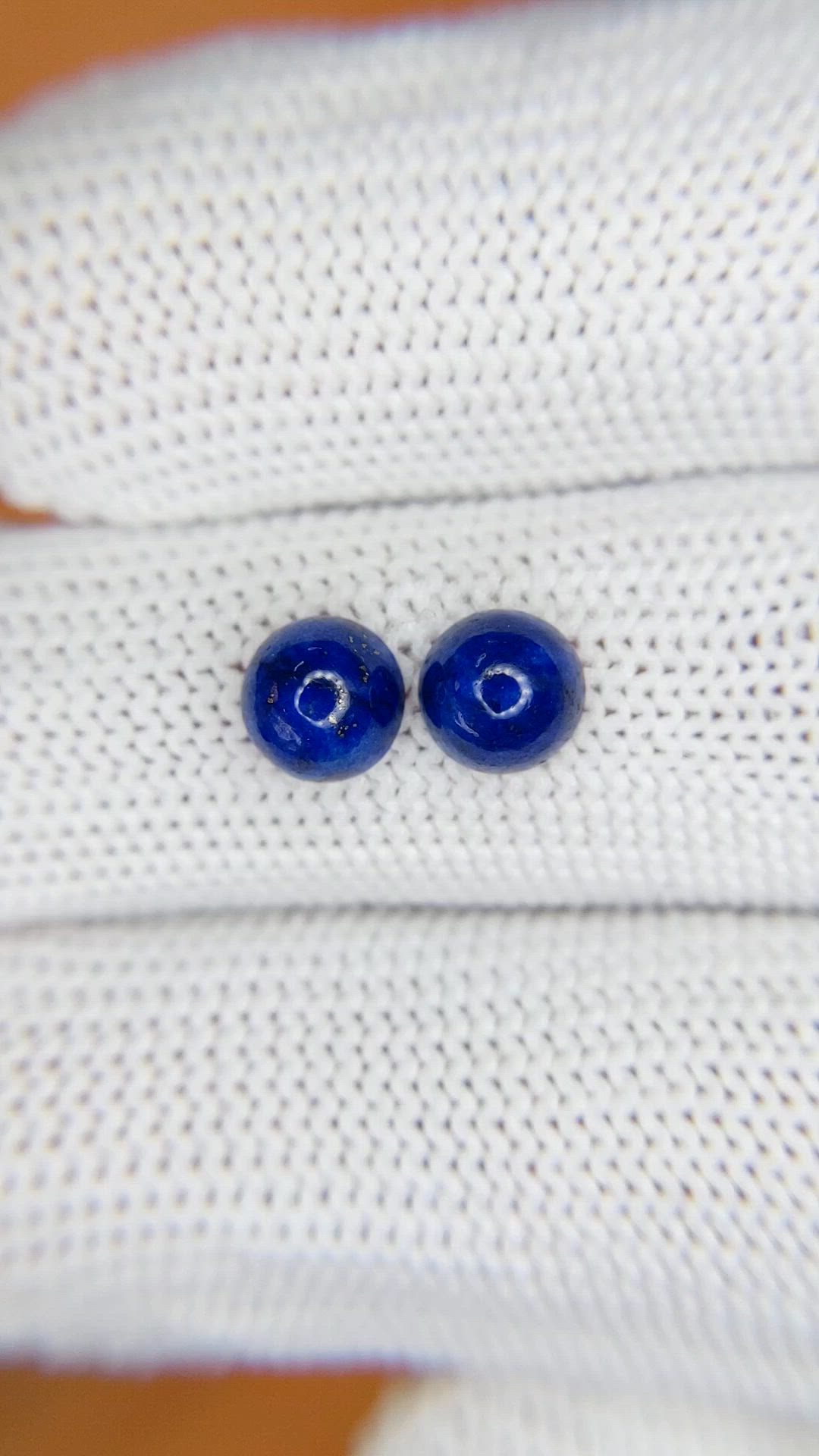 1.83 Ct.Tw.Total Carat Weight Cabochon Lapis Pair from Afghanistan Size Video