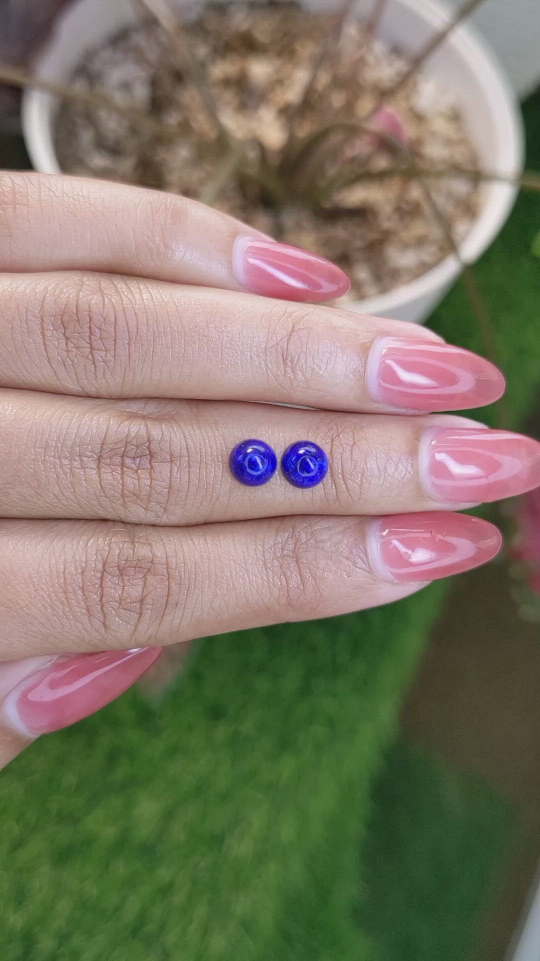 1.83 Ct.Tw.Total Carat Weight Cabochon Lapis Pair from Afghanistan Size Video
