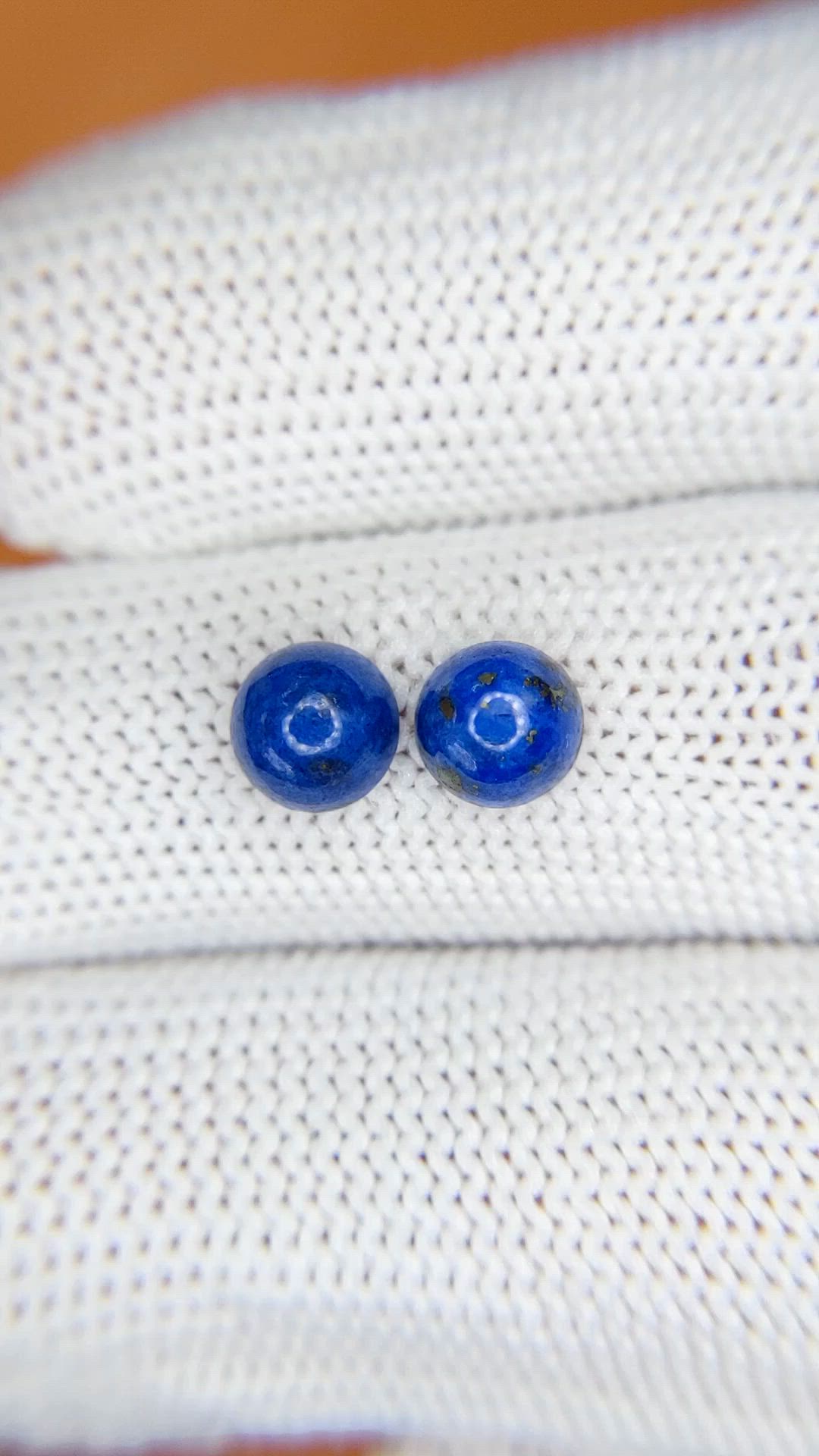1.95 Ct.Tw.Total Carat Weight Cabochon Lapis Pair from Afghanistan Size Video