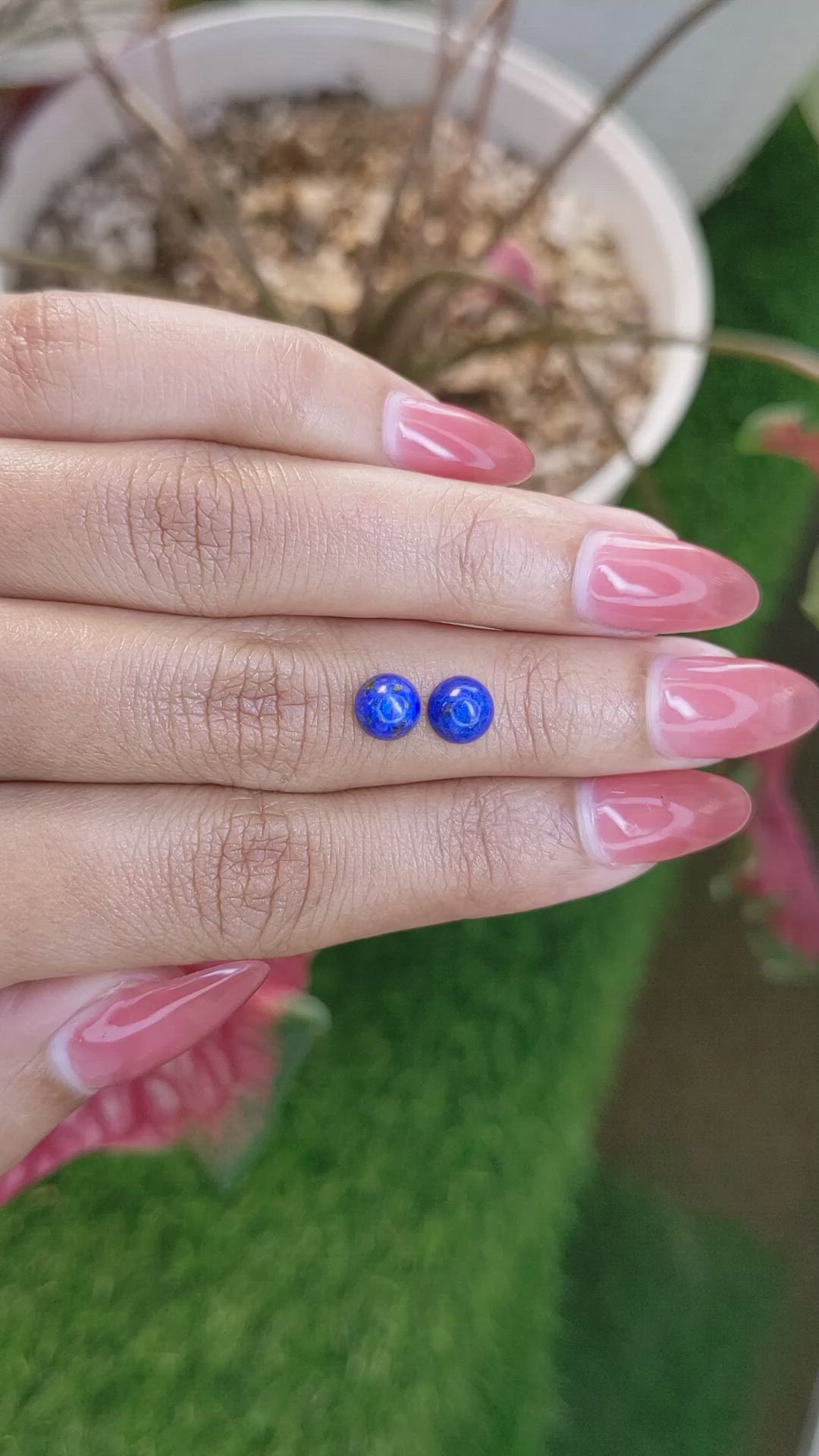 1.95 Ct.Tw.Total Carat Weight Cabochon Lapis Pair from Afghanistan Size Video