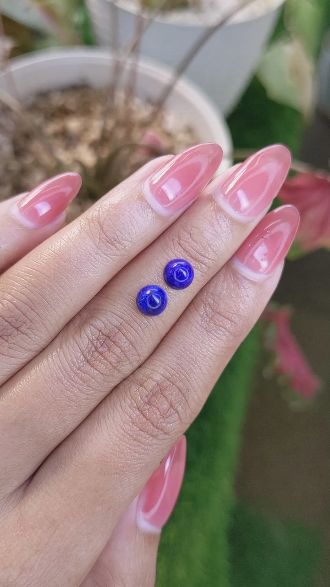 1.87 Ct.Tw.Total Carat Weight Cabochon Lapis Pair from Afghanistan Size Video