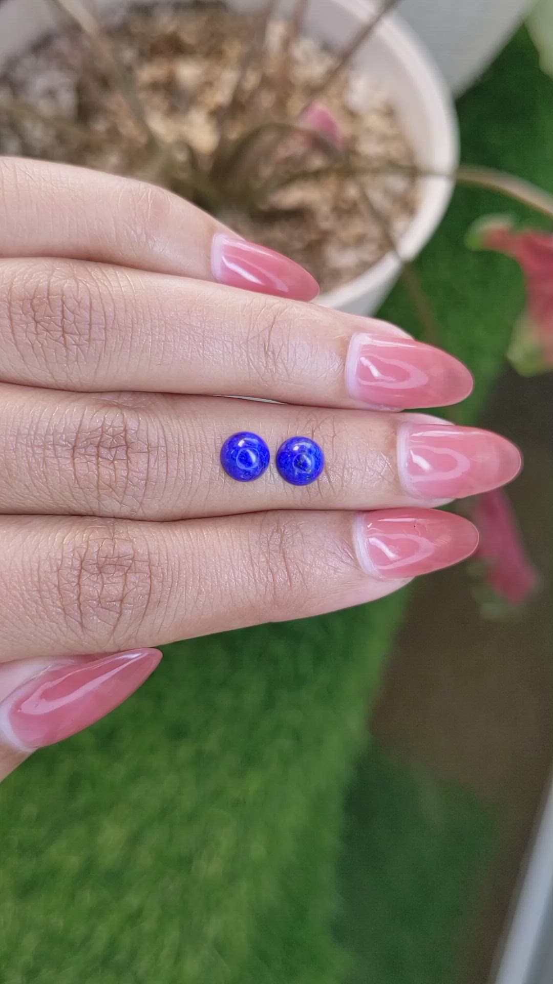 1.98&nbsp;Ct.Tw.Total Carat Weight Cabochon Lapis Pair from Afghanistan Size Video