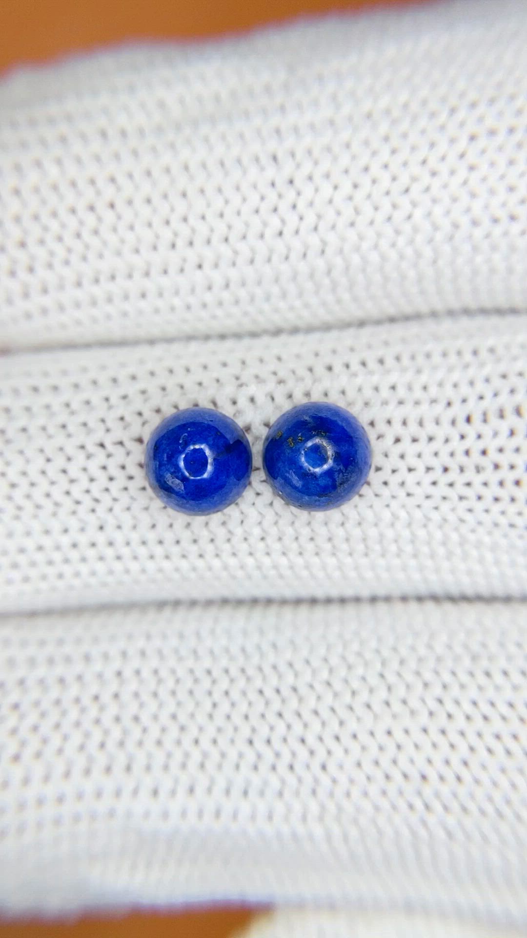 1.98&nbsp;Ct.Tw.Total Carat Weight Cabochon Lapis Pair from Afghanistan Size Video