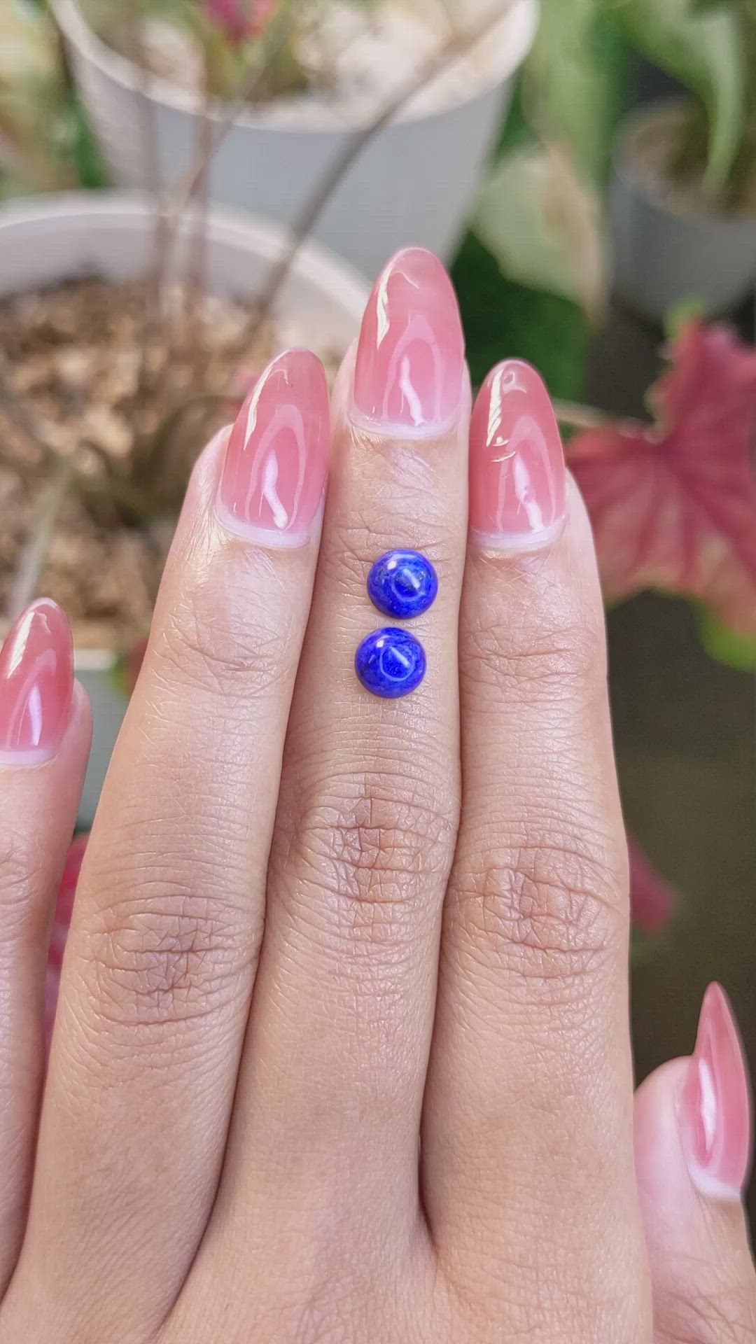 1.98&nbsp;Ct.Tw.Total Carat Weight Cabochon Lapis Pair from Afghanistan Size Video