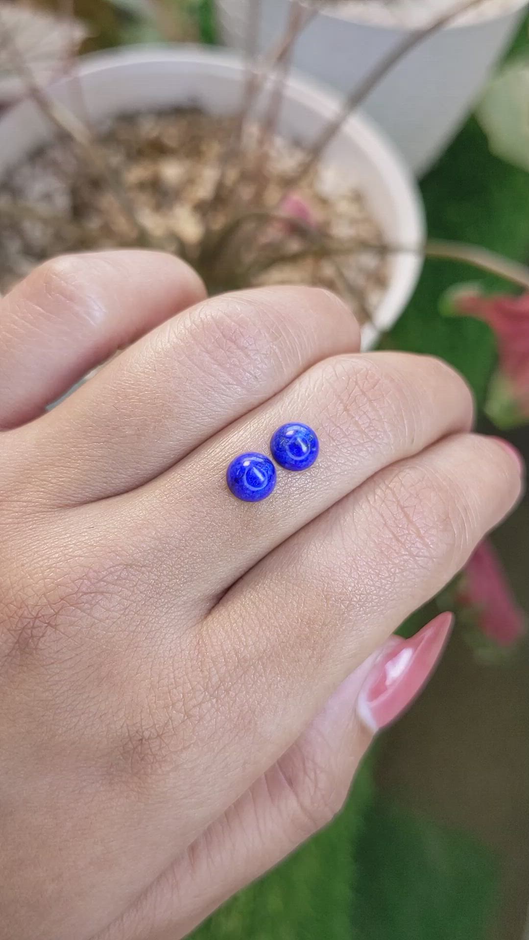 1.98&nbsp;Ct.Tw.Total Carat Weight Cabochon Lapis Pair from Afghanistan Size Video