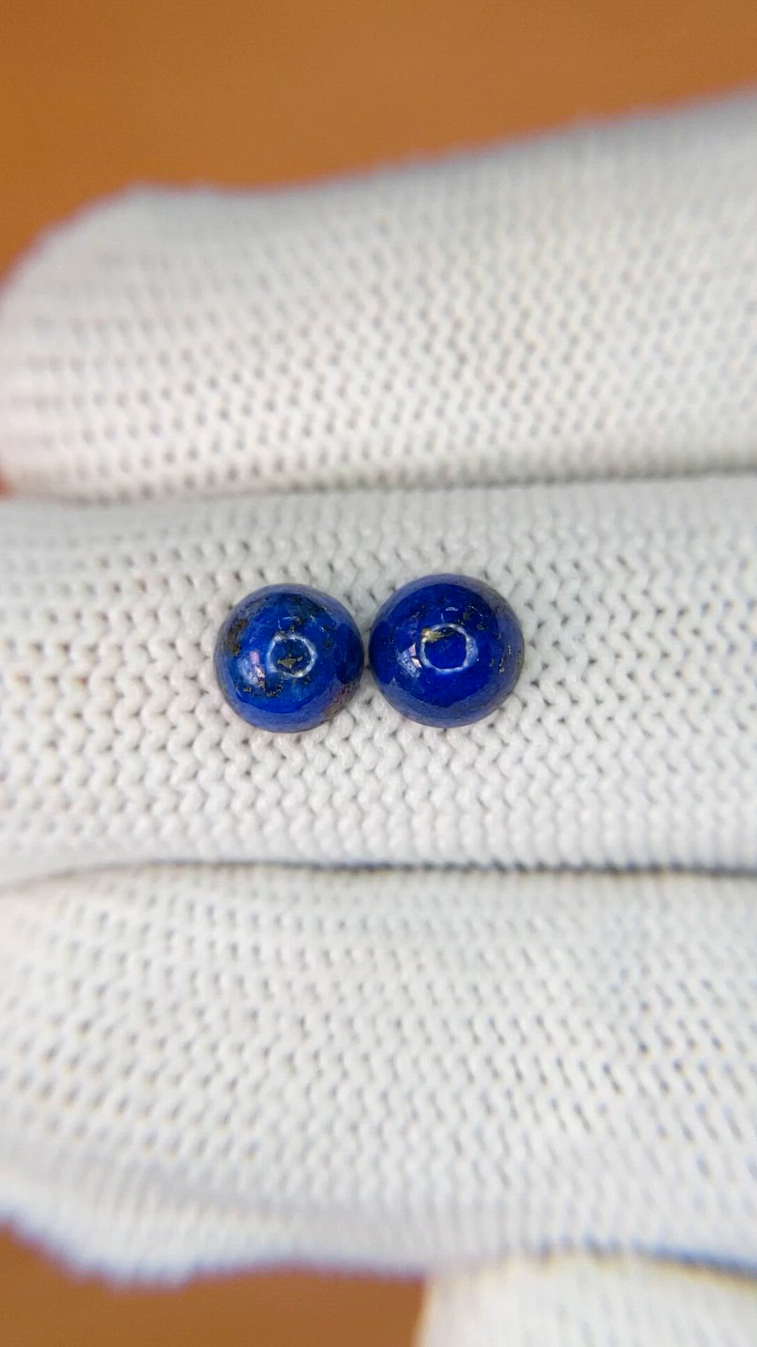 1.92 Ct.Tw.Total Carat Weight Cabochon Lapis Pair from Afghanistan Size Video