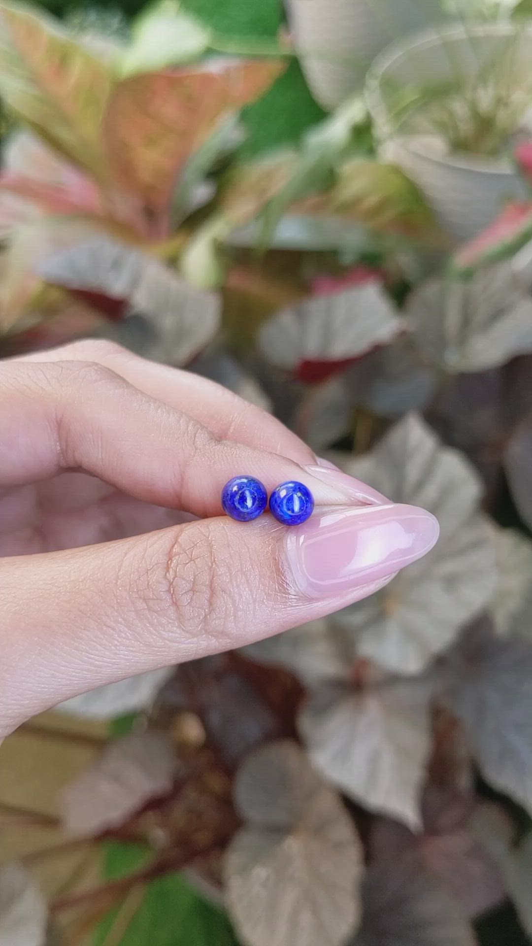 2.03 Ct.Tw.Total Carat Weight Cabochon Lapis Pair from Afghanistan Size Video