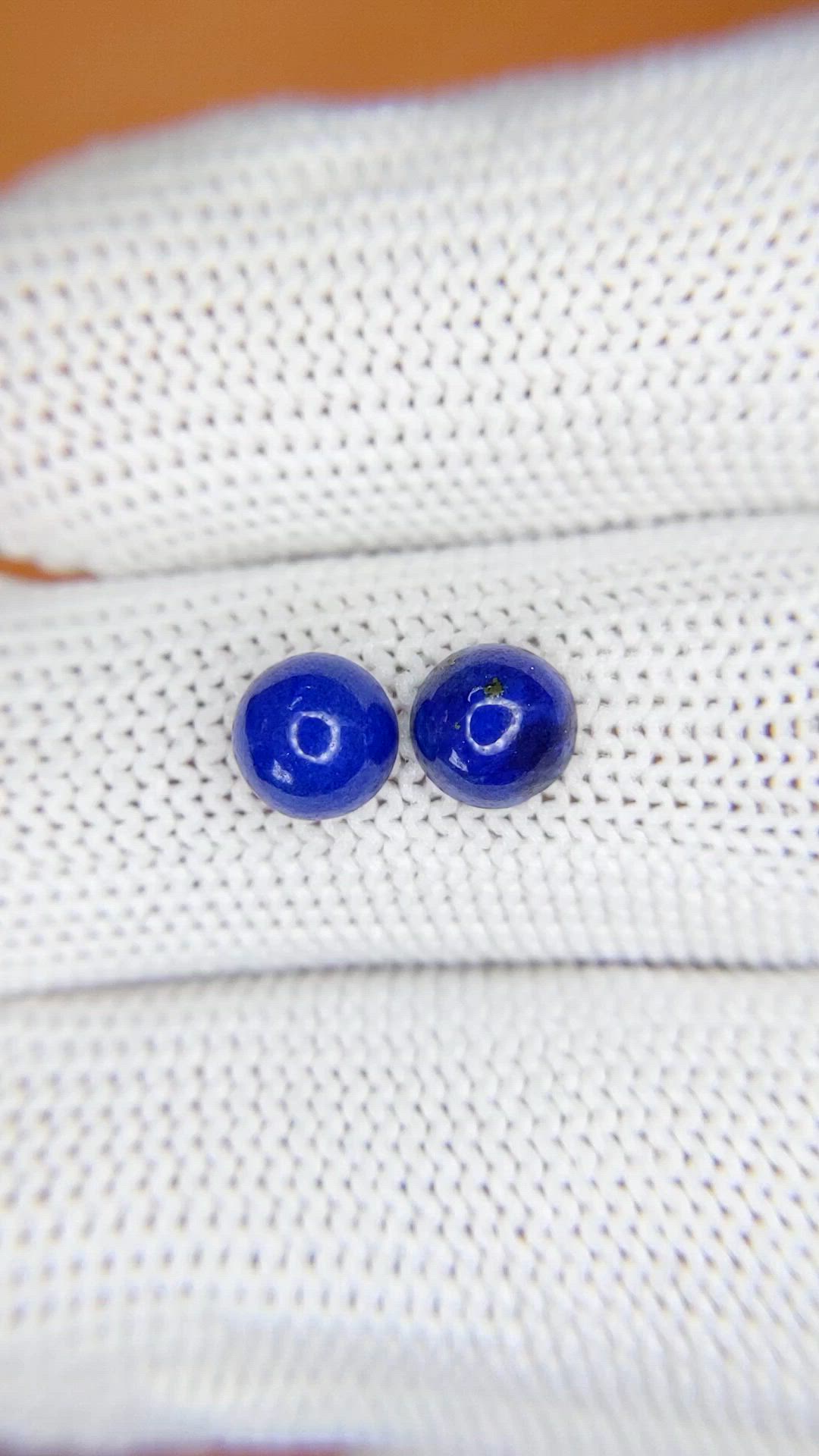 1.80&nbsp;Ct.Tw.Total Carat Weight Cabochon Lapis Pair from Afghanistan Size Video