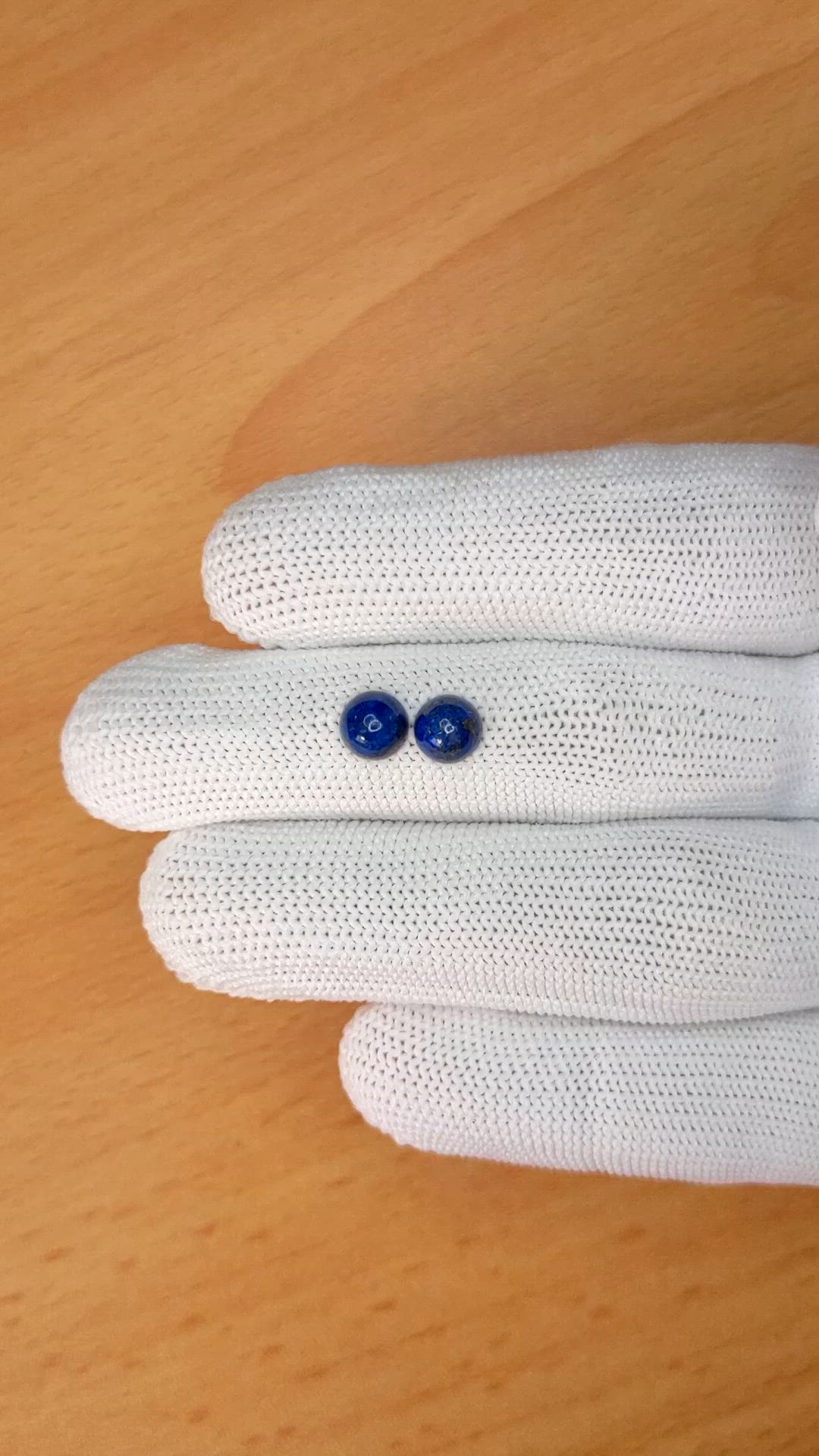 1.96&nbsp;Ct.Tw.Total Carat Weight Cabochon Lapis Pair from Afghanistan Size Video