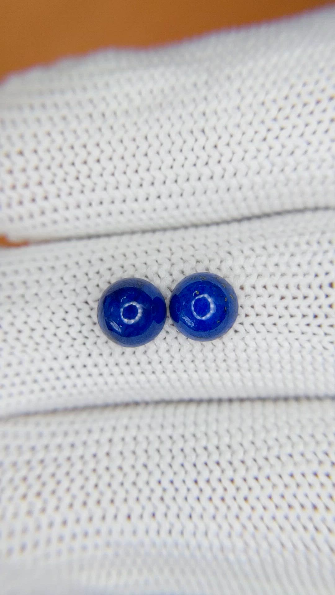 1.85&nbsp;Ct.Tw.Total Carat Weight Cabochon Lapis Pair from Afghanistan Size Video