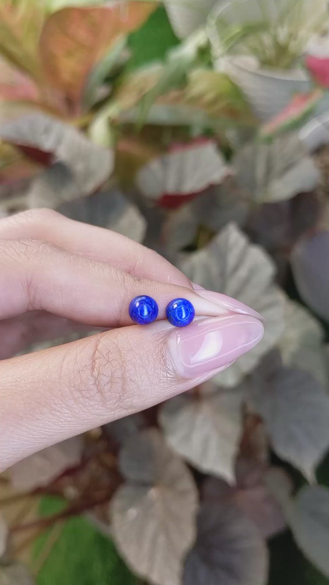 1.85&nbsp;Ct.Tw.Total Carat Weight Cabochon Lapis Pair from Afghanistan Size Video
