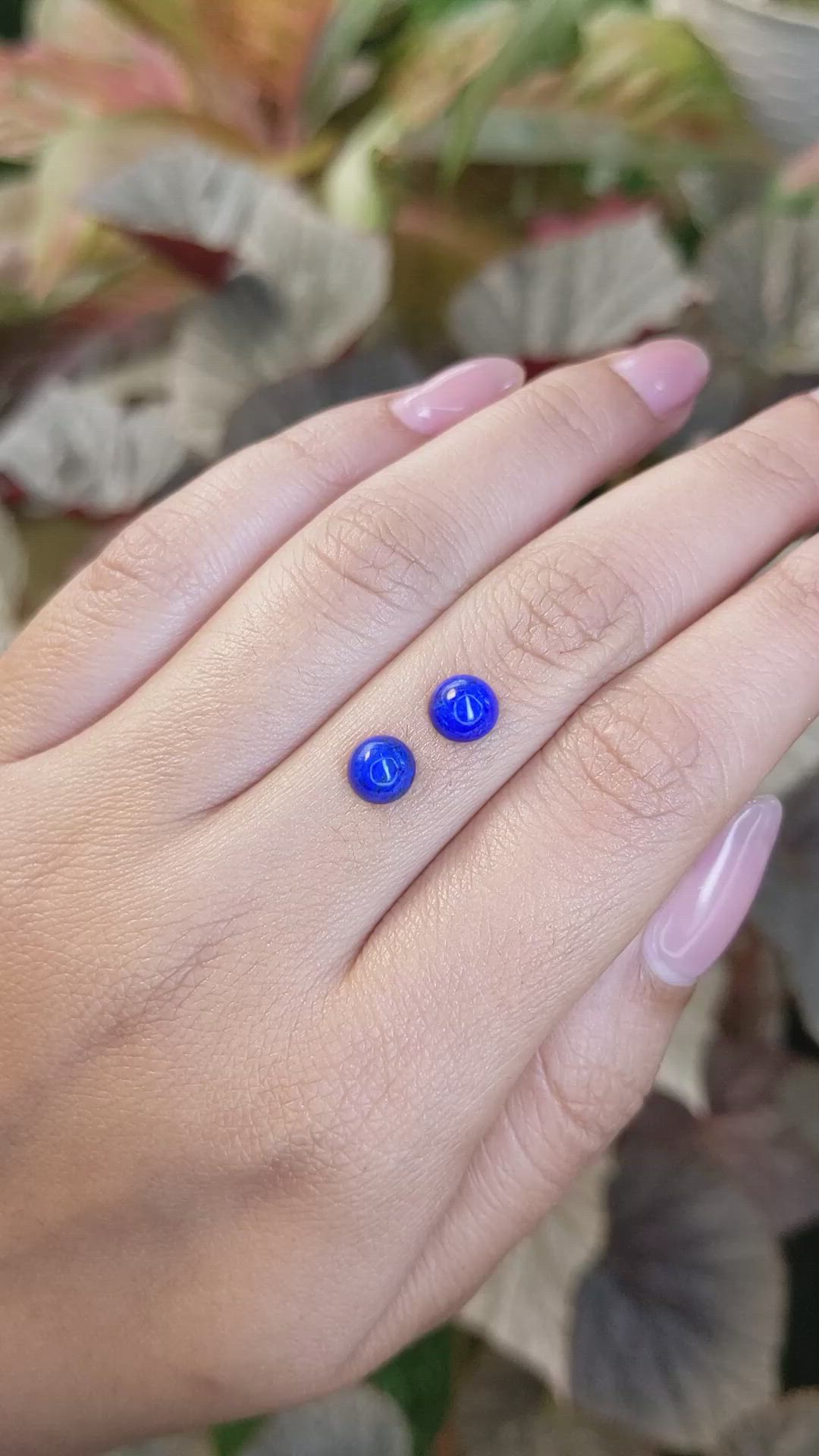1.98&nbsp;Ct.Tw.Total Carat Weight Cabochon Lapis Pair from Afghanistan Size Video