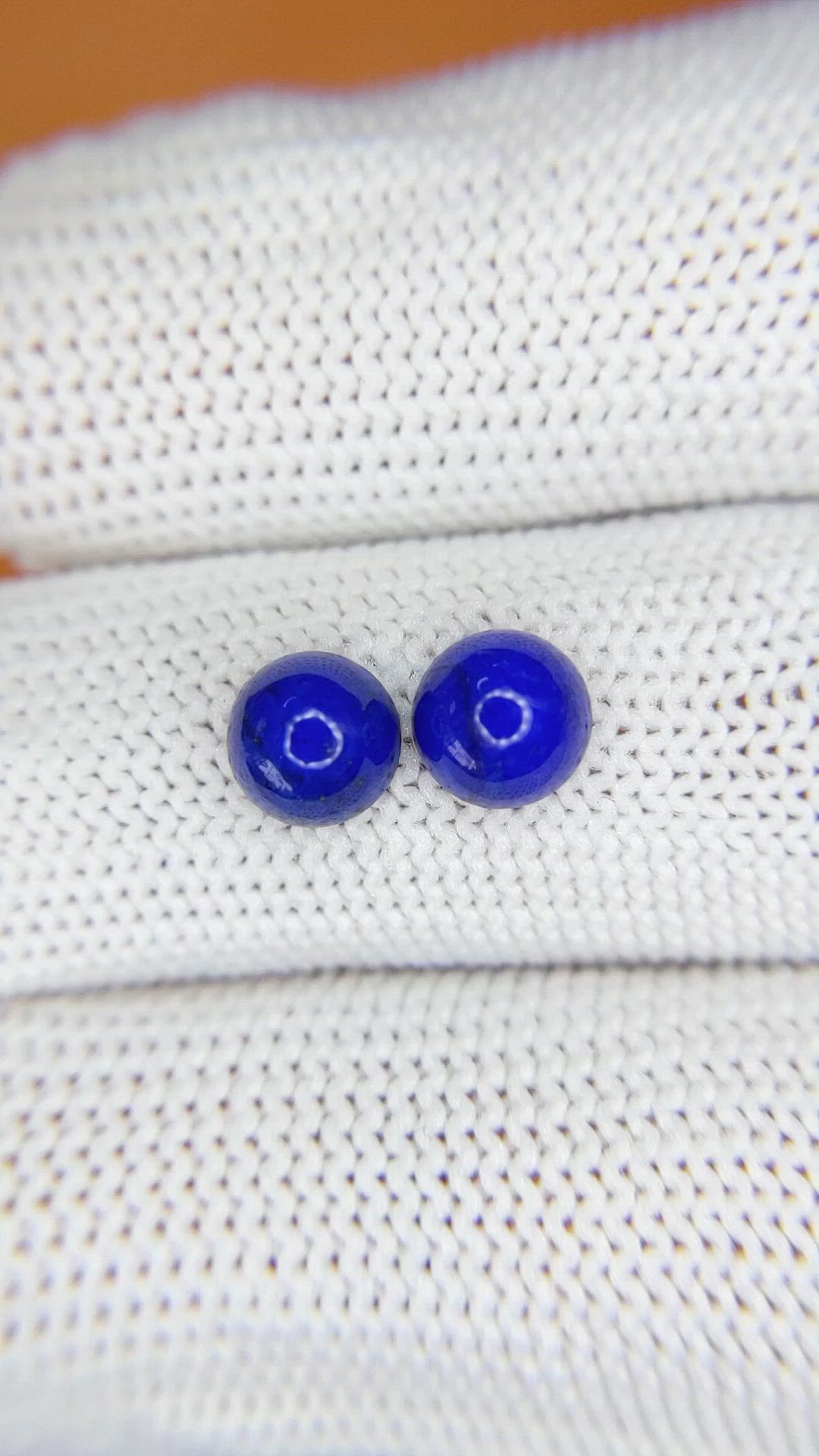 1.98&nbsp;Ct.Tw.Total Carat Weight Cabochon Lapis Pair from Afghanistan Size Video
