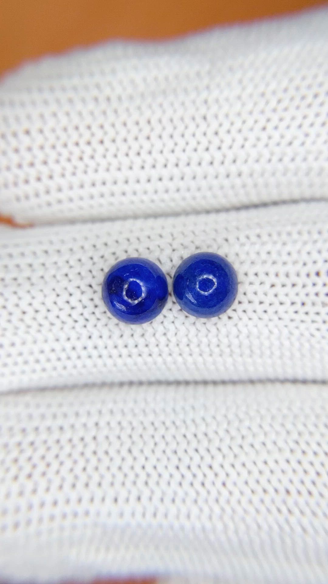 1.90&nbsp;Ct.Tw.Total Carat Weight Cabochon Lapis Pair from Afghanistan Size Video
