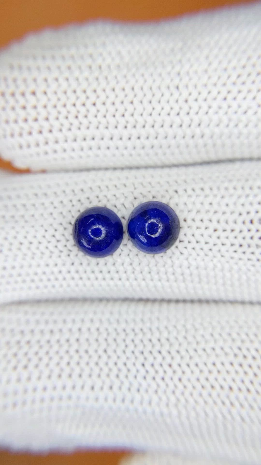 1.79 Ct.Tw.Total Carat Weight Cabochon Lapis Pair from Afghanistan Size Video