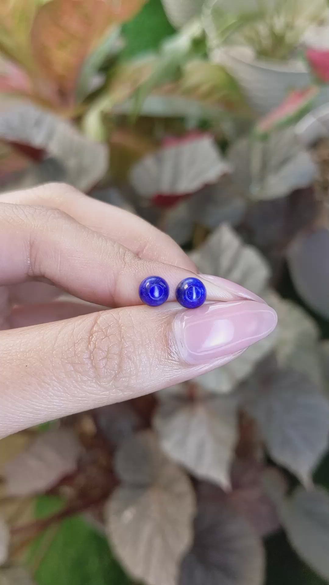1.79 Ct.Tw.Total Carat Weight Cabochon Lapis Pair from Afghanistan Size Video