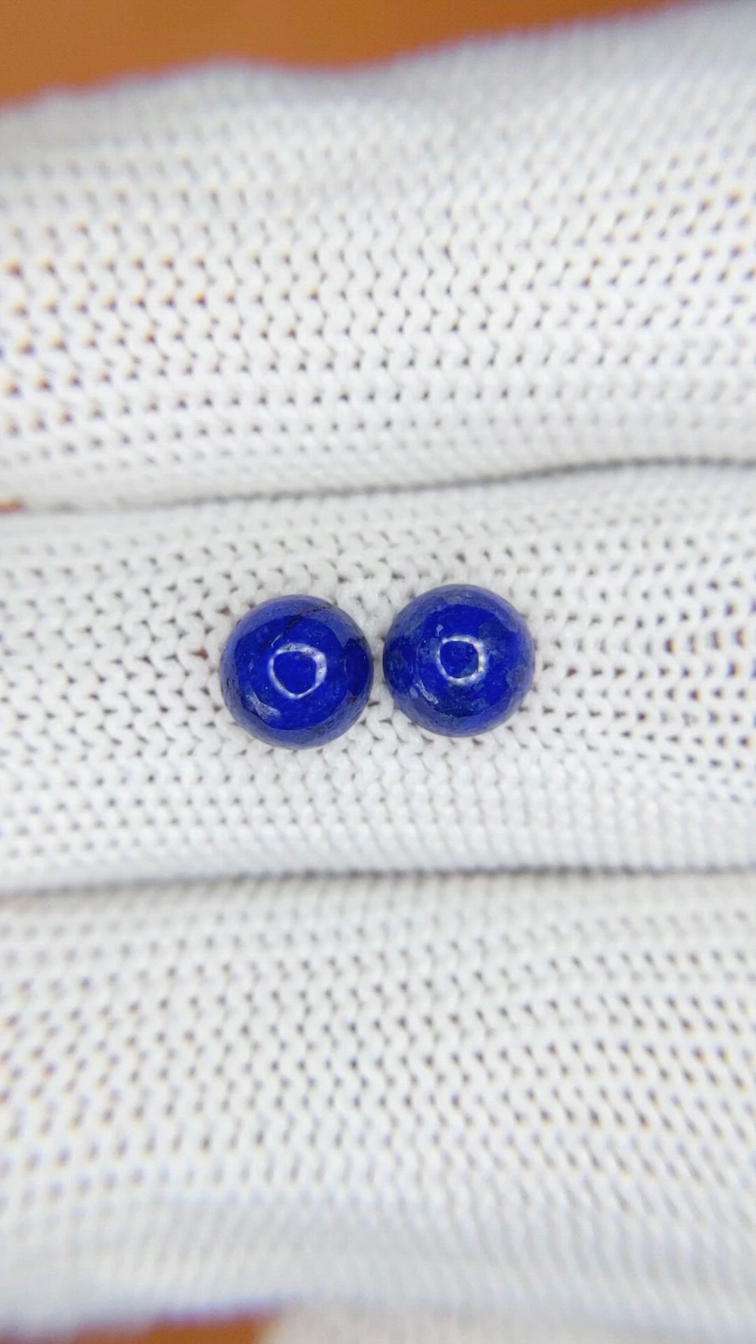 1.77&nbsp;Ct.Tw.Total Carat Weight Cabochon Lapis Pair from Afghanistan Size Video