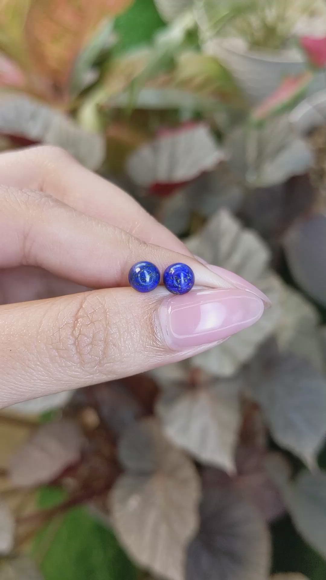 2.09&nbsp;Ct.Tw.Total Carat Weight Cabochon Lapis Pair from Afghanistan Size Video