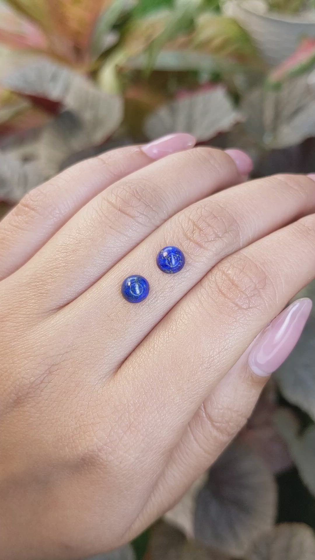 2.09&nbsp;Ct.Tw.Total Carat Weight Cabochon Lapis Pair from Afghanistan Size Video